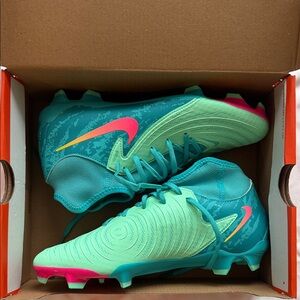 Teal and Pink Soccer Cleats
